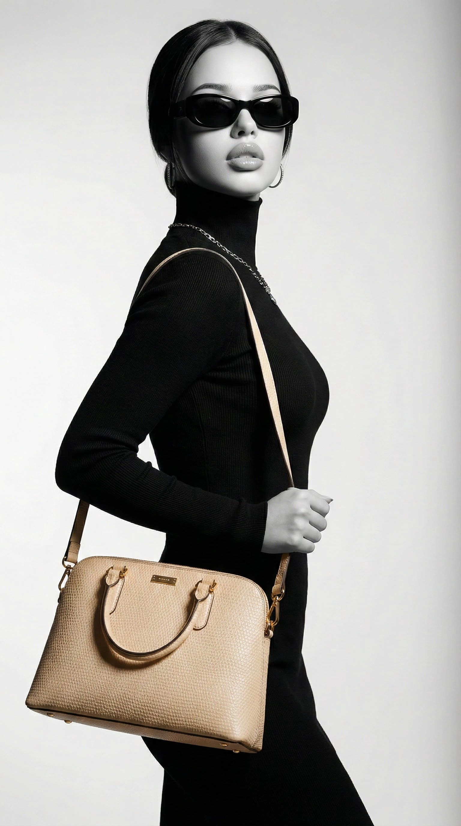 Model wearing Lune handbag